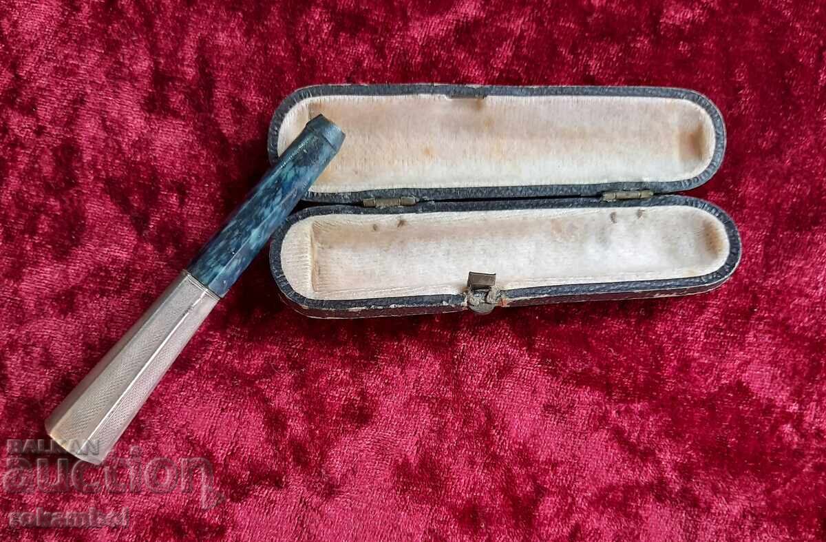 Țigaret vechi din argint cu toc original