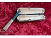 Țigaret vechi din argint cu toc original