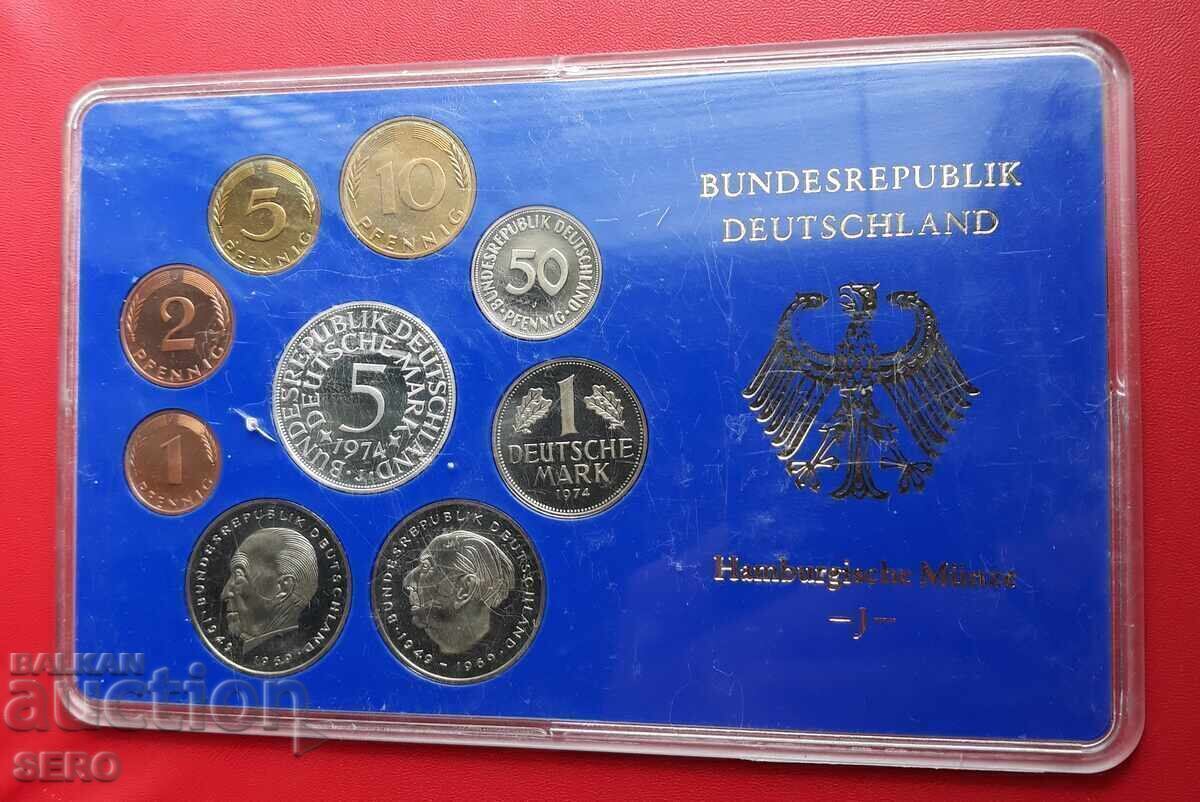 Γερμανία - ΣΕΤ 1974 J από 9 νομίσματα/5 μάρκα 1974 ασημένια/ με τιμή € 38.00 | 74.32 BGN