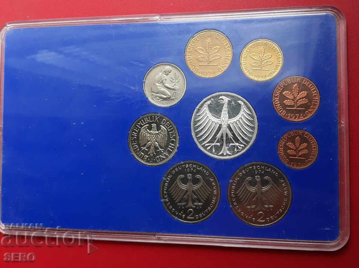 Δημοπρασία Γερμανία - ΣΕΤ 1974 J από 9 νομίσματα/5 μάρκα 1974 ασημένια/