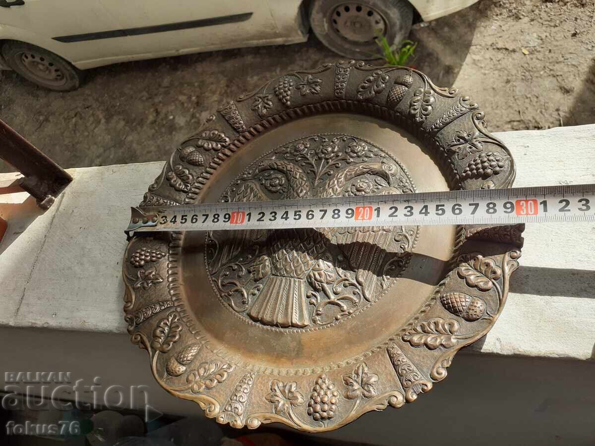 Χάλκινο διακοσμητικό πιάτο τοίχου με δικέφαλο αετό από μπακίρι χαλκό - 5