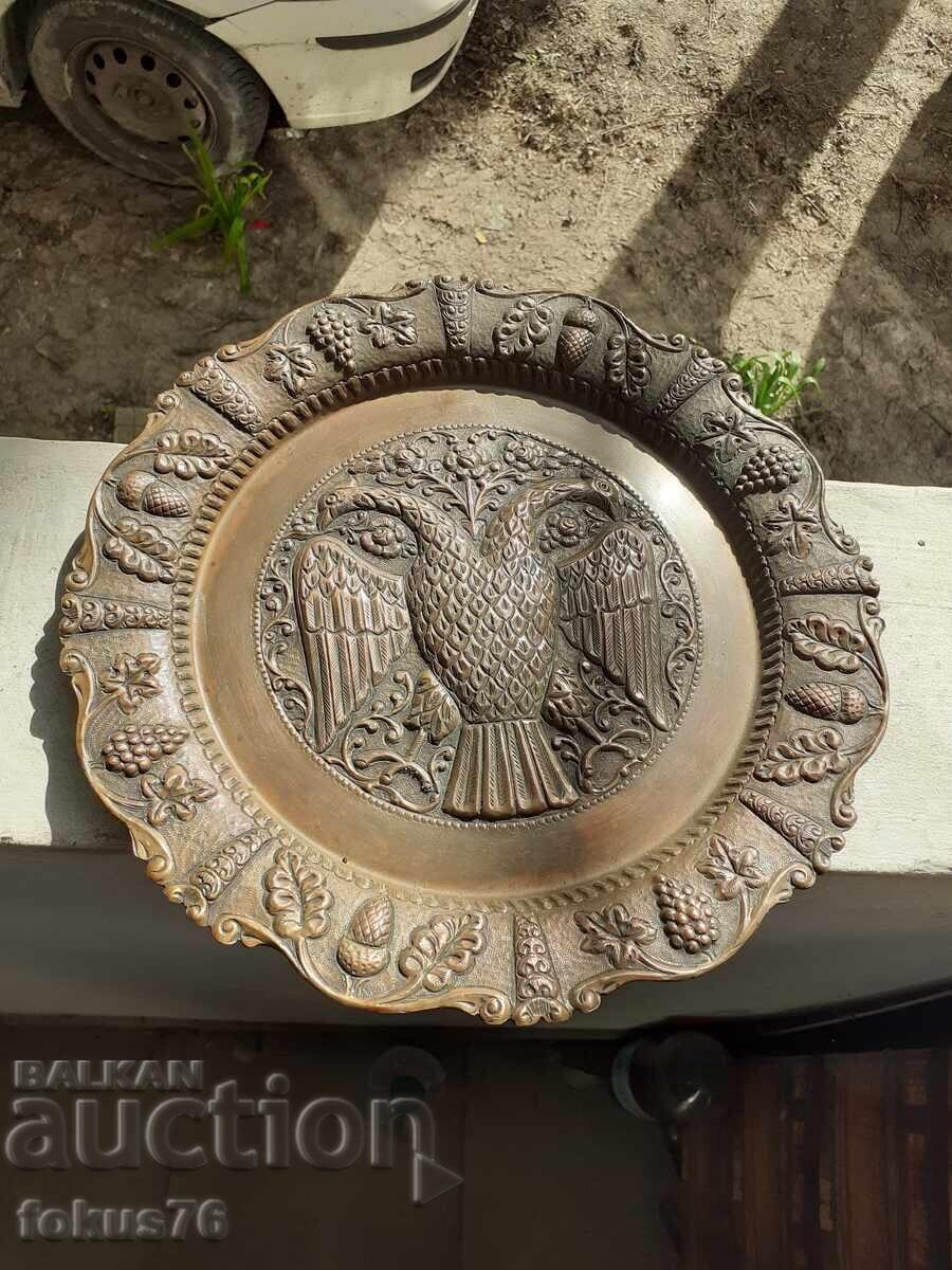 Χάλκινο διακοσμητικό πιάτο τοίχου με δικέφαλο αετό από μπακίρι χαλκό - 6