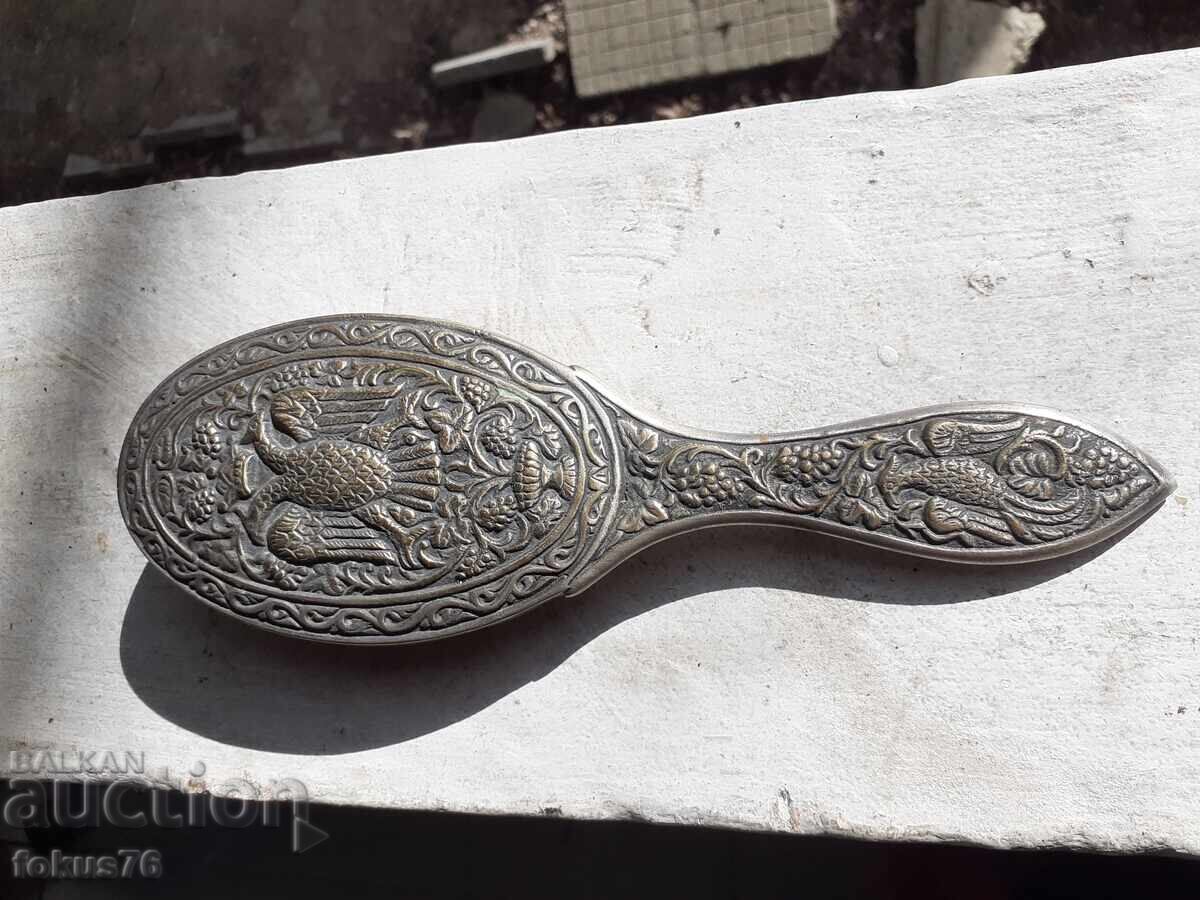 Perie veche grecească pentru haine, bronz, vultur bicefal