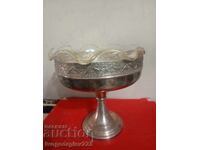 Bol argintat, fructieră Art Deco