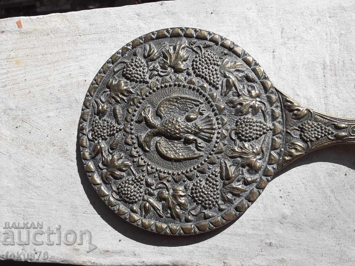 Licitație Oglindă veche bronz vultur bicefal patină