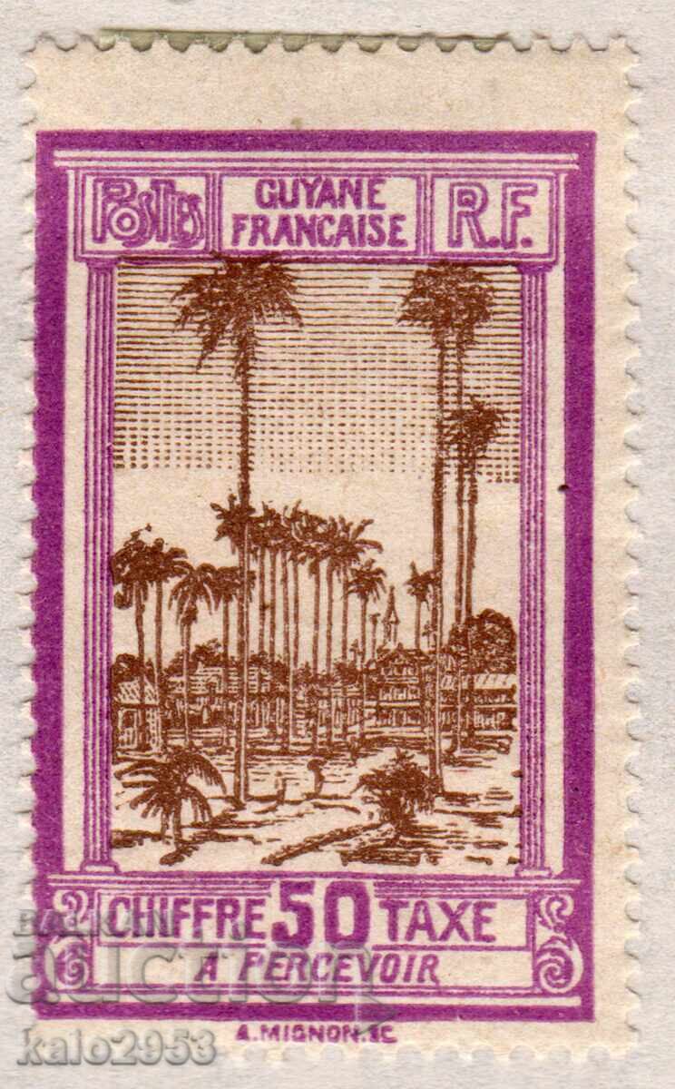 French Guiana-1929-Postage Due-Palm Avenue, MLH