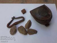 Set vechi haiducesc amnar cremene pungă de piele