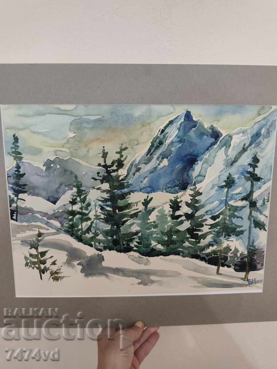 Acuarelă de maestru - peisaj de iarnă de pictorul Valeri Nikiforov cu preț € 175.00 | 342.27 BGN