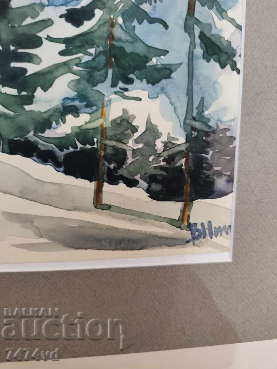 Licitație Acuarelă de maestru - peisaj de iarnă de pictorul Valeri Nikiforov