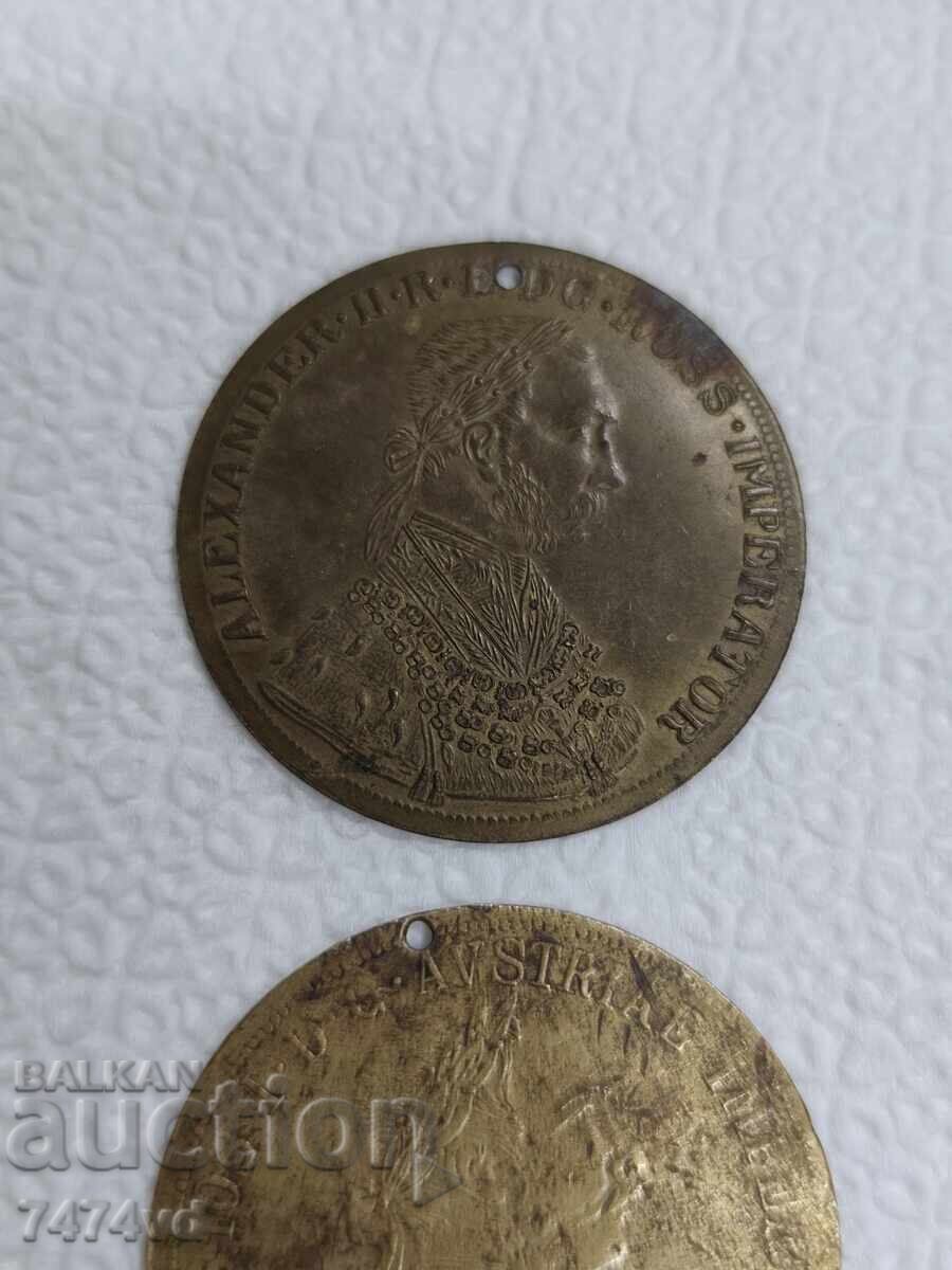 Auction  2 Large brass jewelry pendants