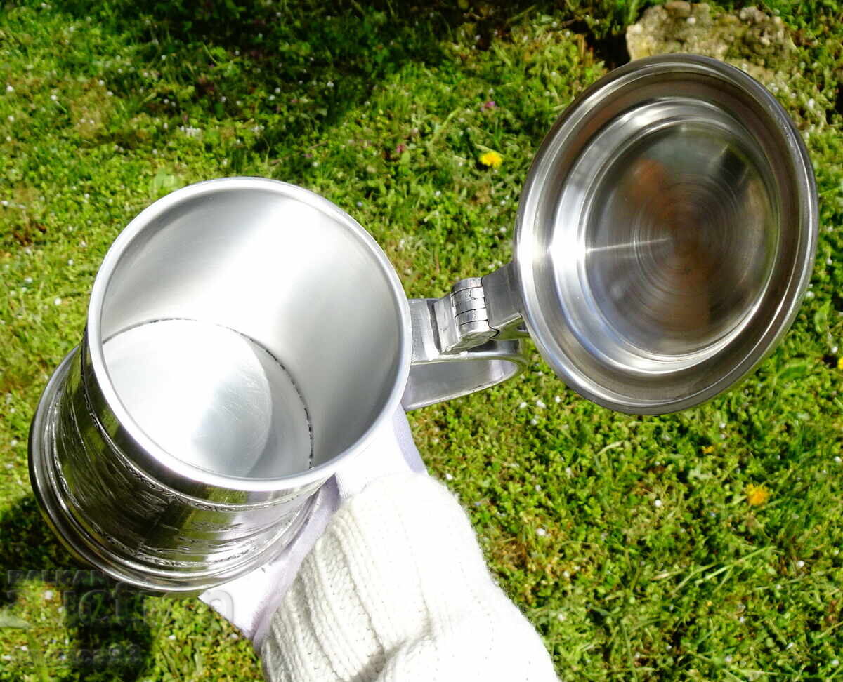 Cană de cositor 1 kg, vânătoare de mistreți cu câini - 6