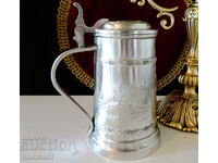 Cană de cositor 1 kg, vânătoare de mistreți cu câini