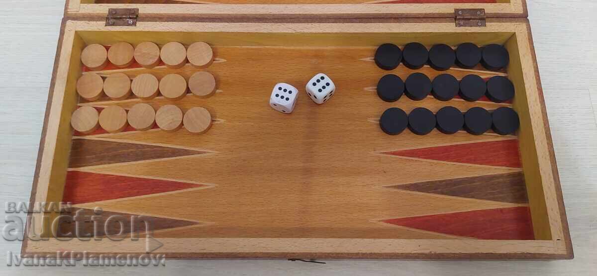 Шах и табла фигури и пулове дърво за ценители 32см - 6