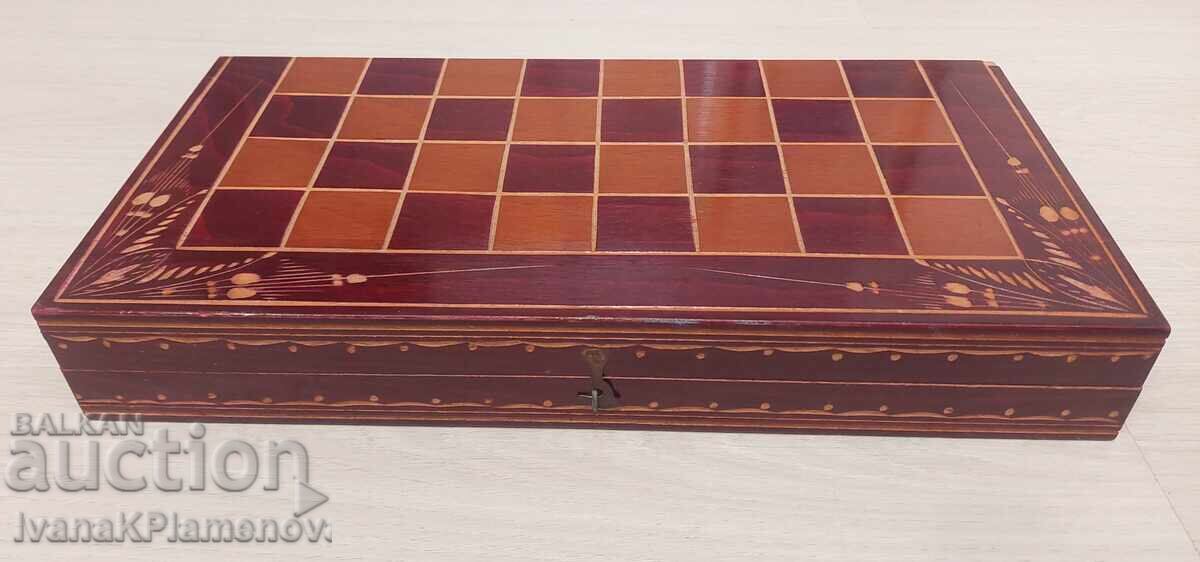 Шах и табла фигури и пулове дърво за ценители 32см - 7