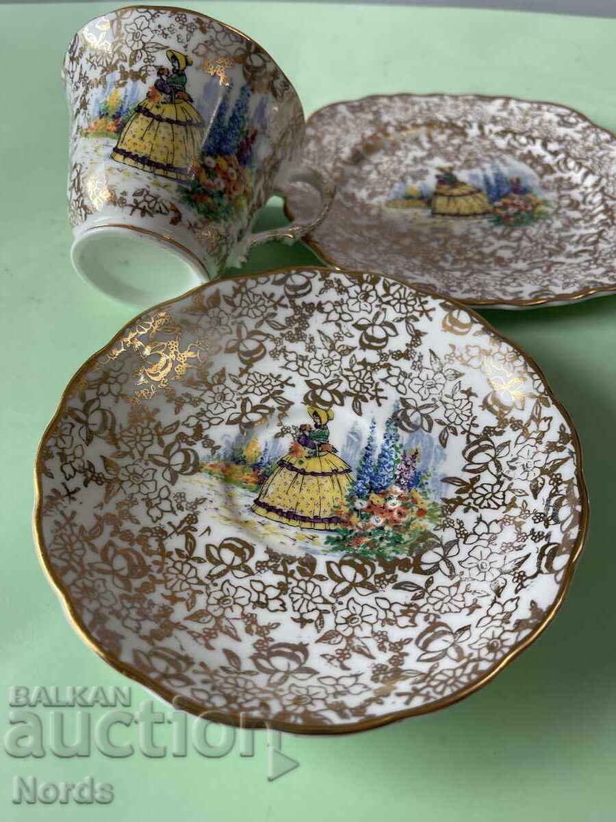 Beautiful English triple tea set - 5