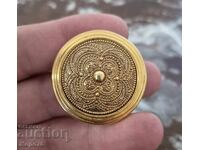 Brosă vintage placată cu aur, Germania de Vest, stil Renaștere etruscă