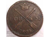 Suedia 1 Öre 1768 Adolf Frederic, tiraj 317 000 buc. 14.3g