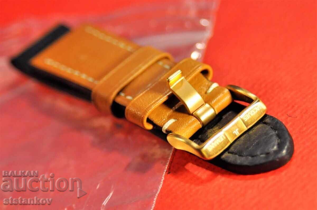 Jacques Lemans Beige leather 24 mm strap for men's watch - 6