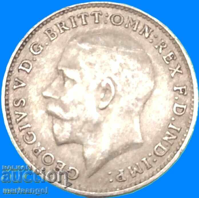3 Πένες 1921 Ηνωμένο Βασίλειο ασήμι Πατίνα - 6