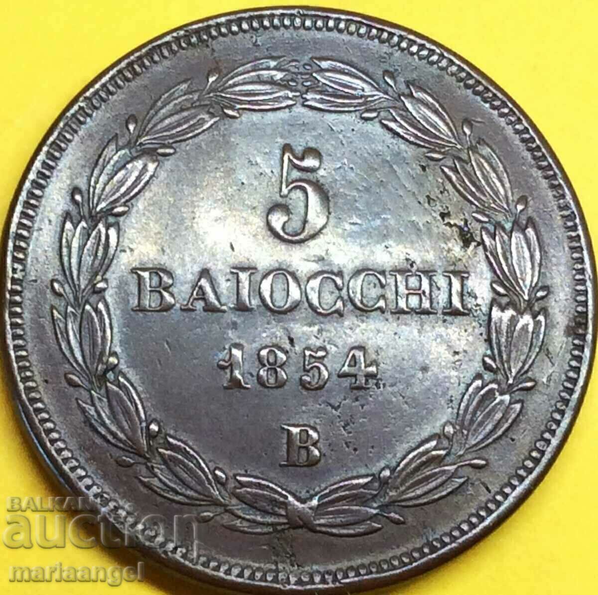 Livrarea 5 bayochi 1854 Vatican 40mm 39.67g Pius IX
