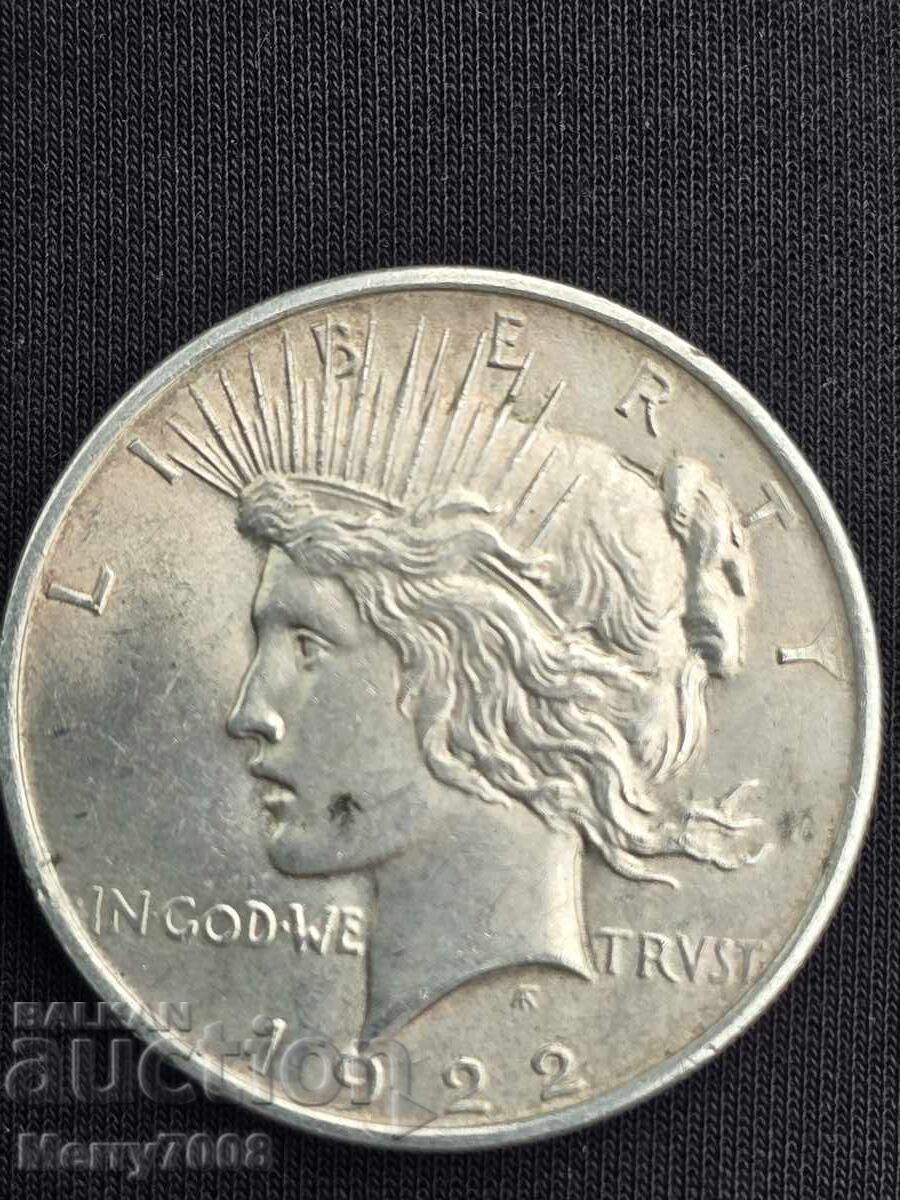 Dolar de argint Peace din 1922, compus din 90% argint