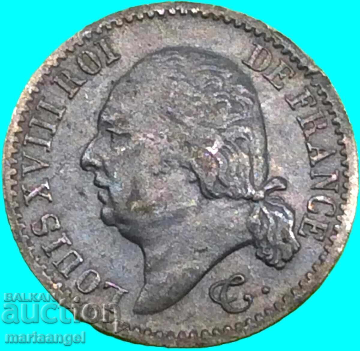 Livrarea Franța 1/4 Franc 1817 A - Paris Ludovic al XVIII-lea argint