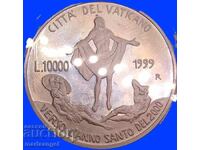 10000 Lire 1999 Vatican PROOF UNC capsulă argint