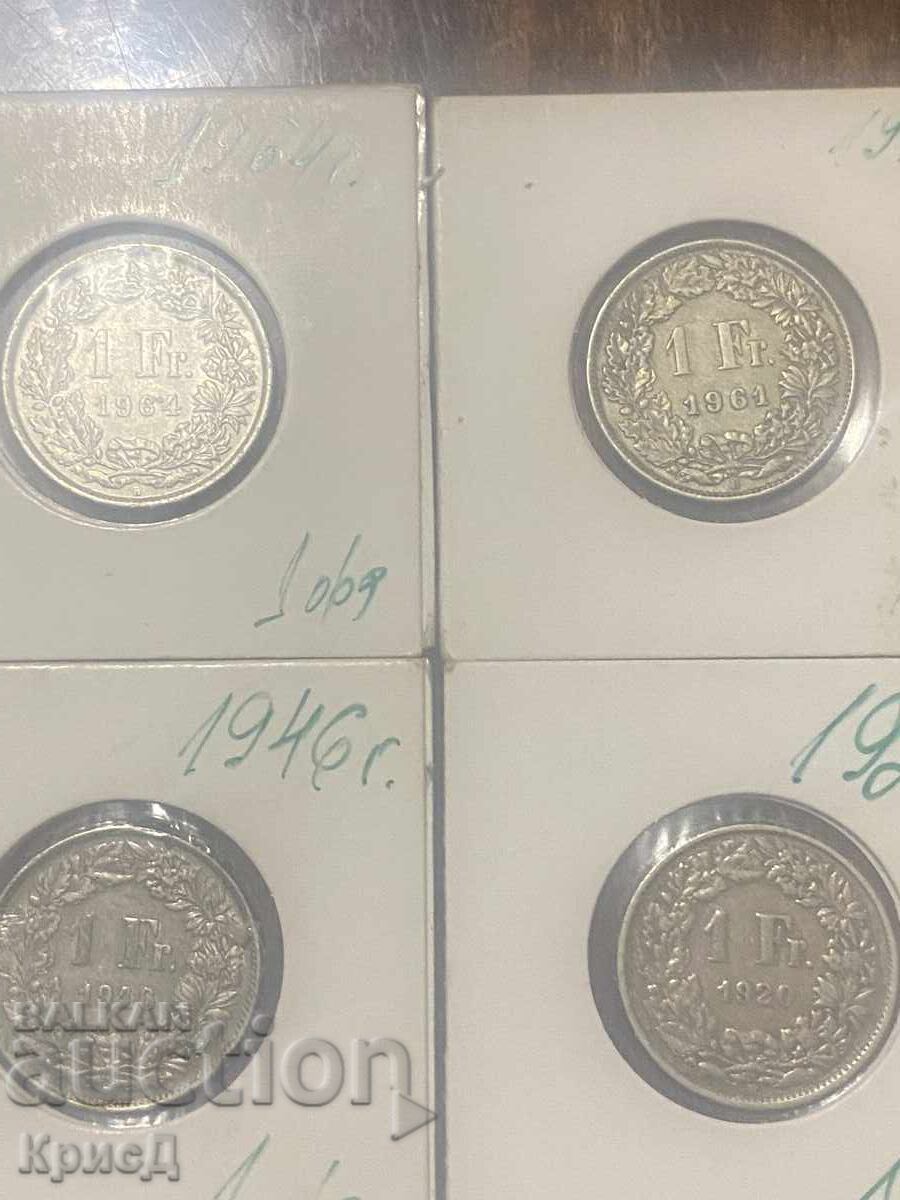 Lot of 8 Swiss silver Helvetia francs with price € 100.00 | 195.58 BGN