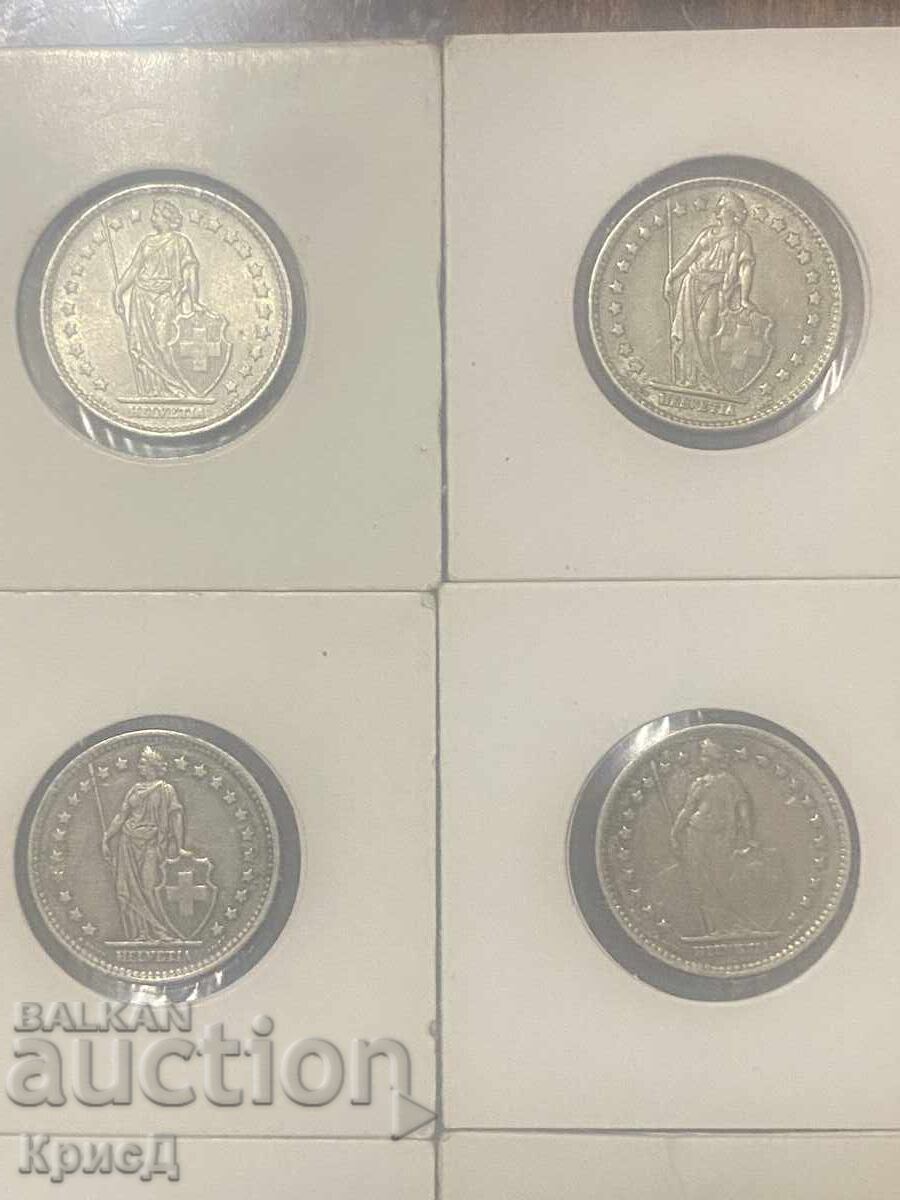 Lot of 8 Swiss silver Helvetia francs - 5