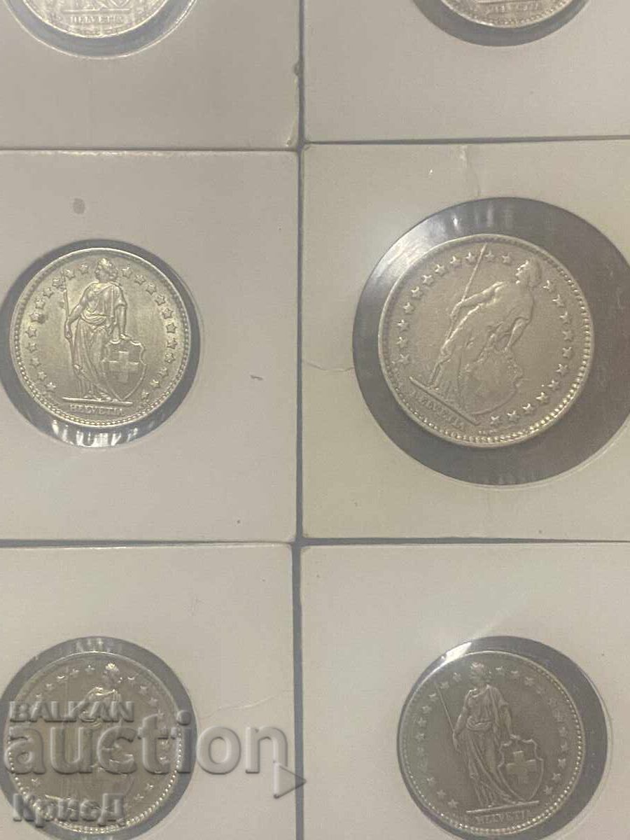 Lot of 8 Swiss silver Helvetia francs - 6