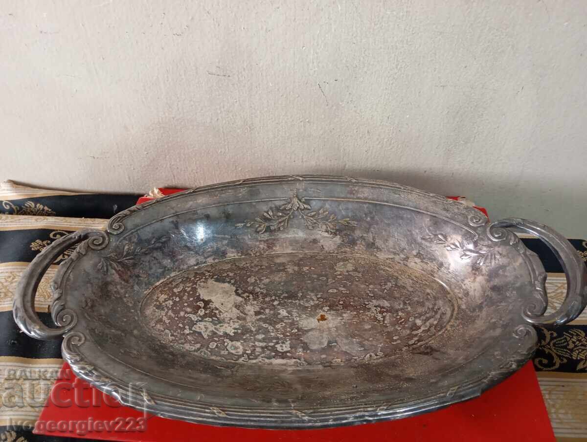 Bol argintat, fructieră Art Deco