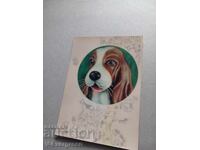 Carte poștală 3D veche cu câine care clipește