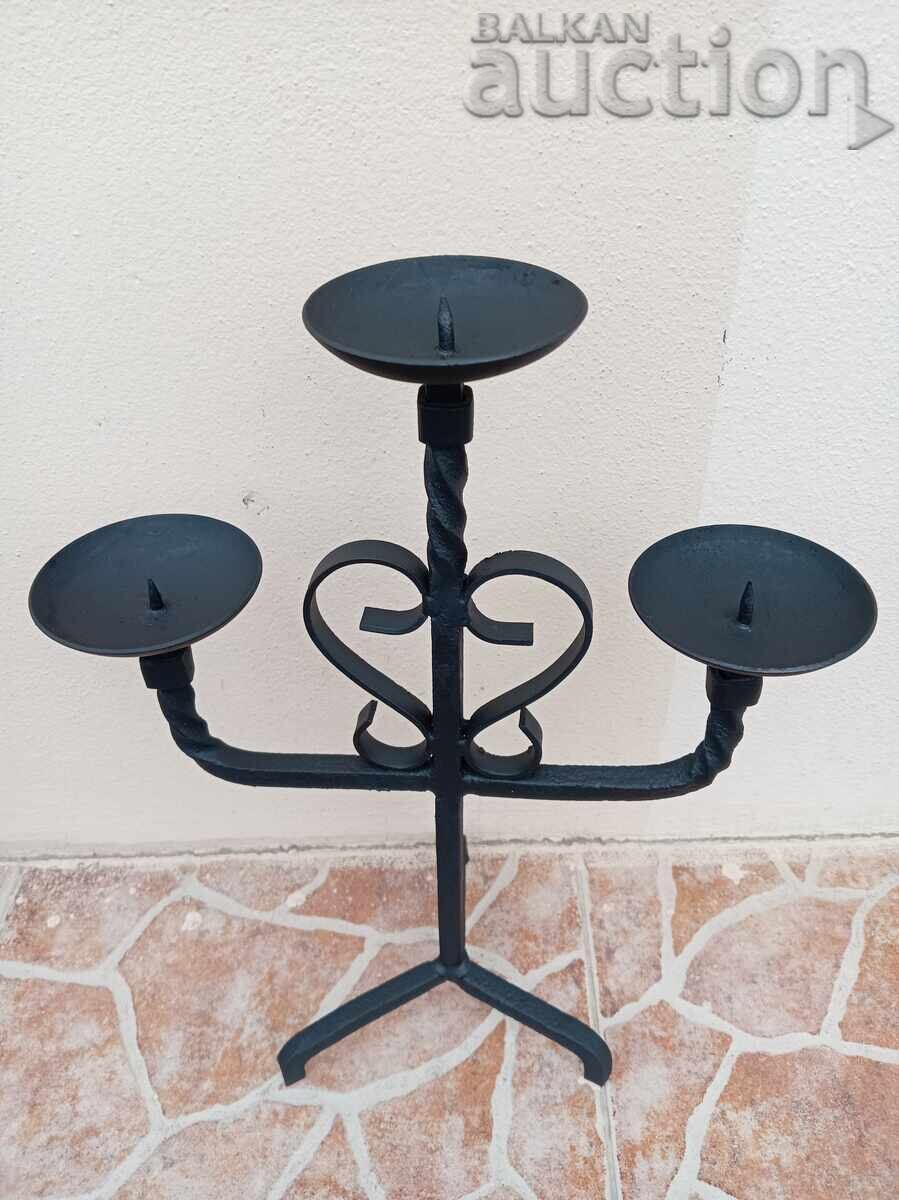 Antique iron handmade candlestick lamp trio with price € 27.00 | 52.81 BGN