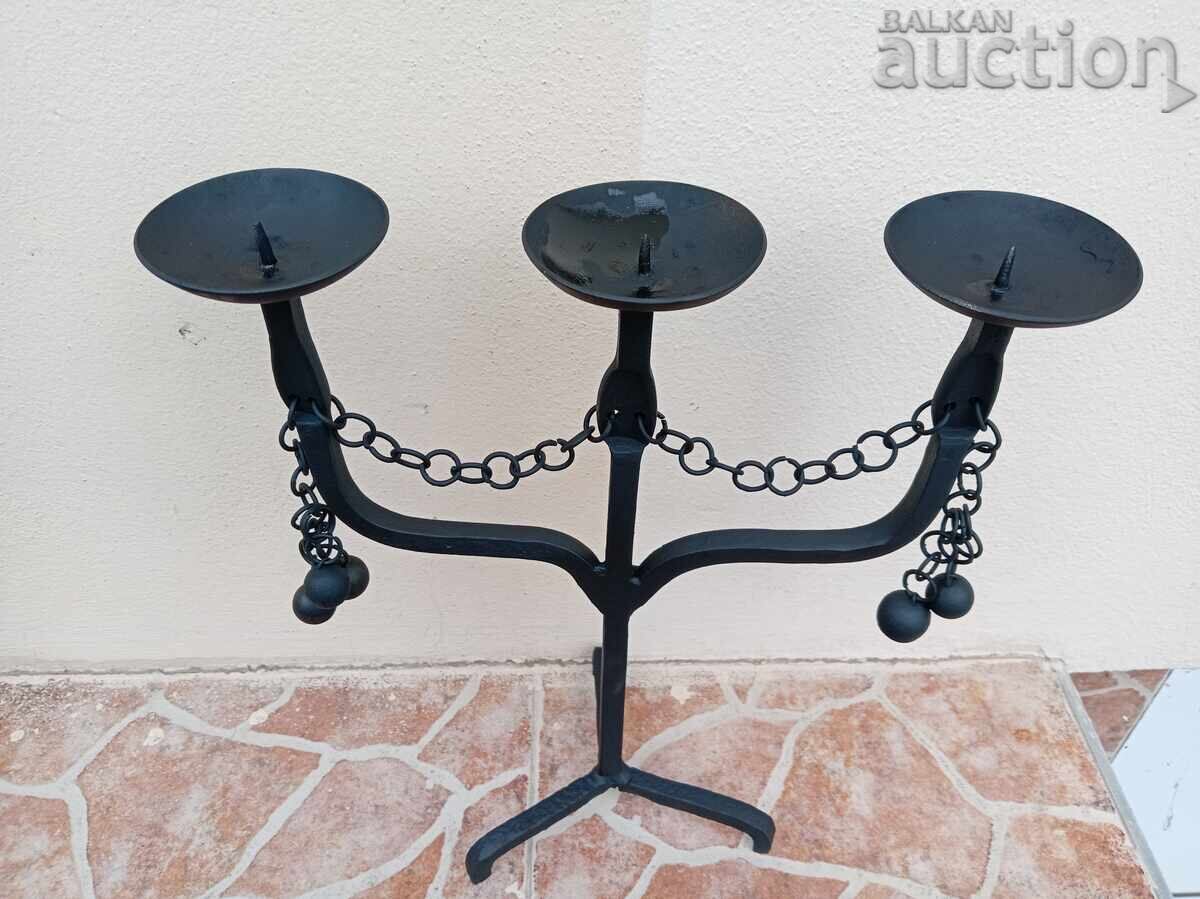 Antique iron handmade candlestick lamp trio with price € 27.00 | 52.81 BGN