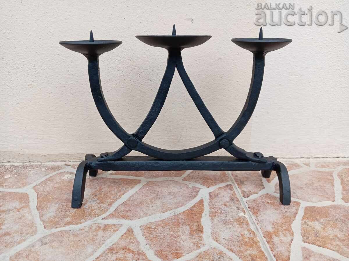 Antique iron handmade candlestick lamp trio with price € 21.00 | 41.07 BGN
