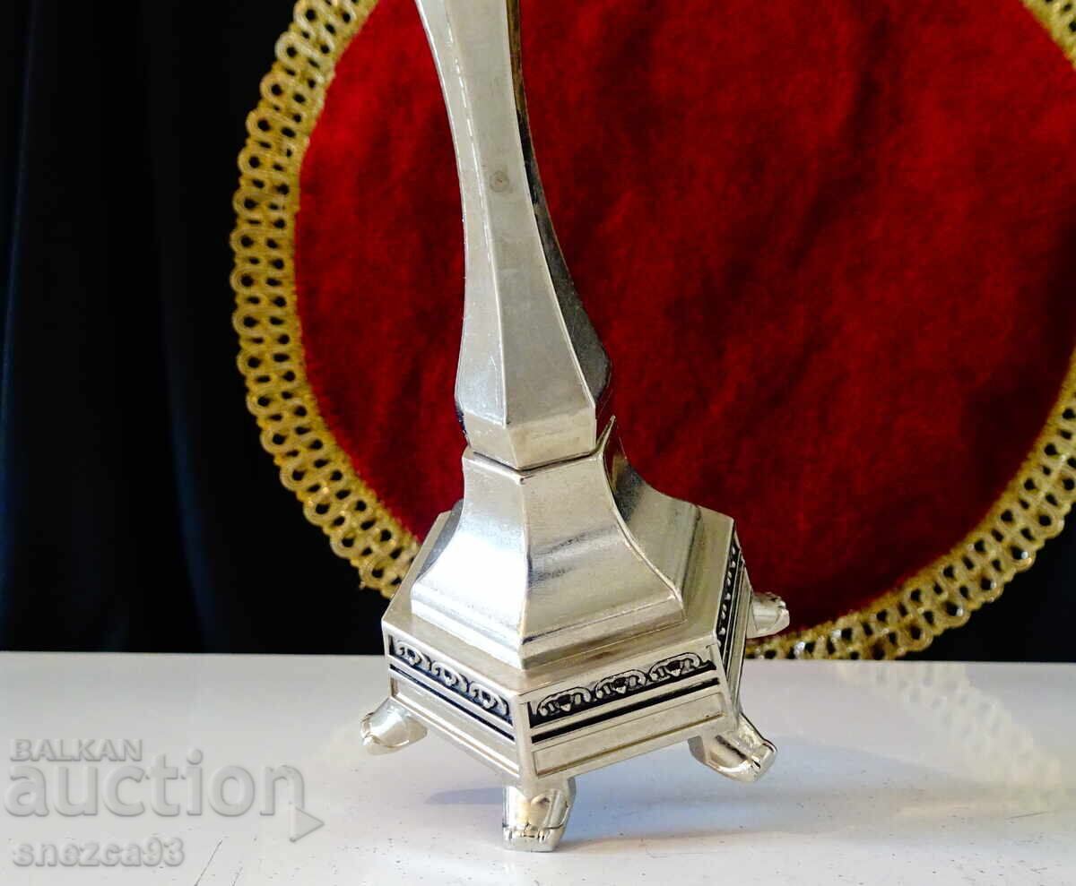 Auction  Silver-plated Jewish candlestick, menorah, hanukkiah