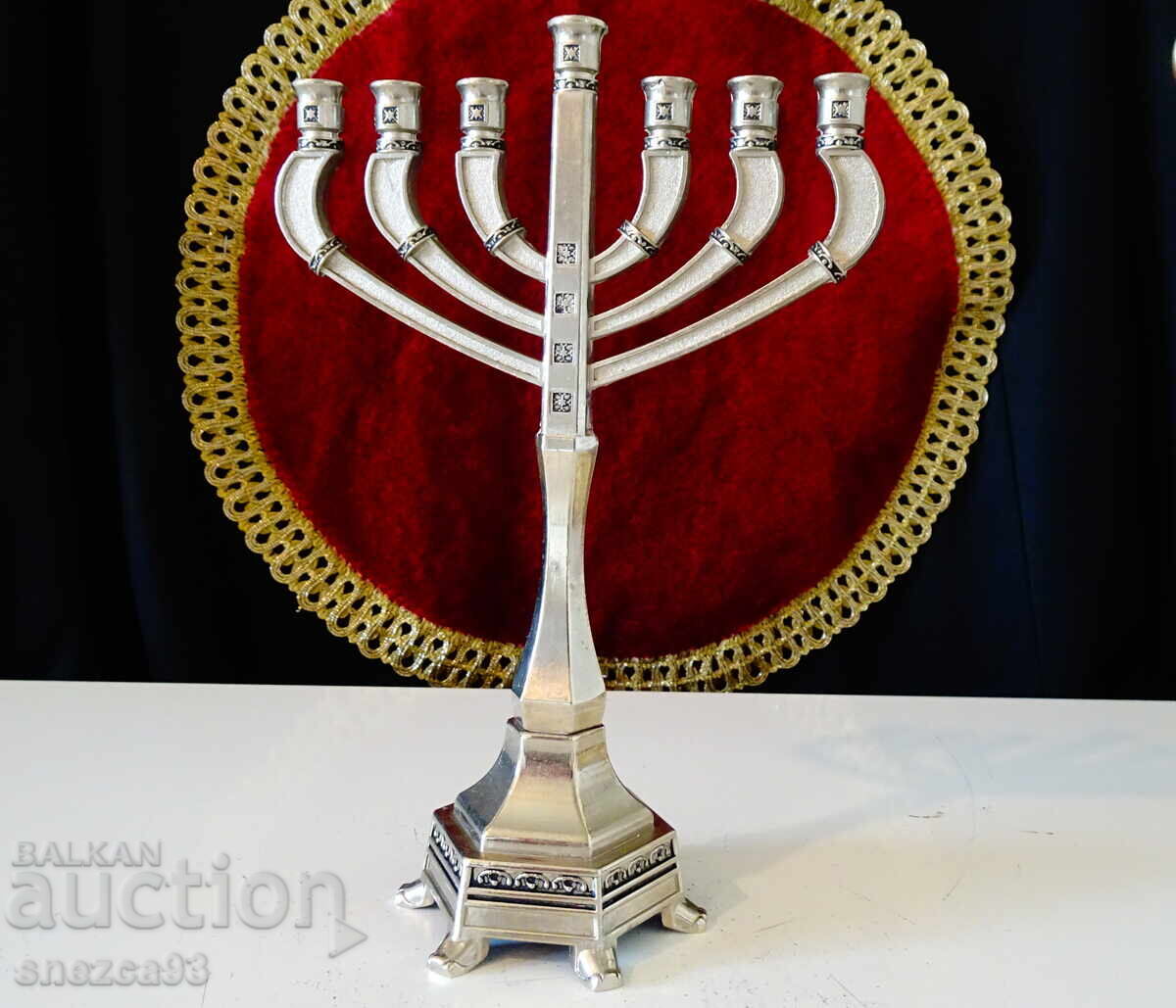 Silver-plated Jewish candlestick, menorah, hanukkiah - 7