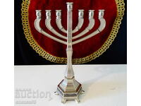 Silver-plated Jewish candlestick, menorah, hanukkiah