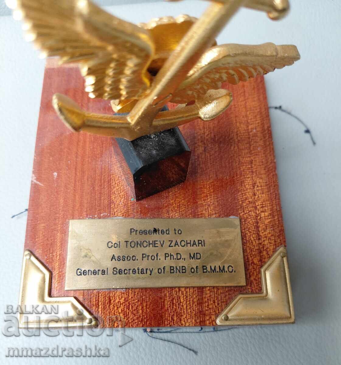 Plaque awarded to Associate Professor D.Sc. Zahari Tonchev with price € 0.01 | 0.02 BGN