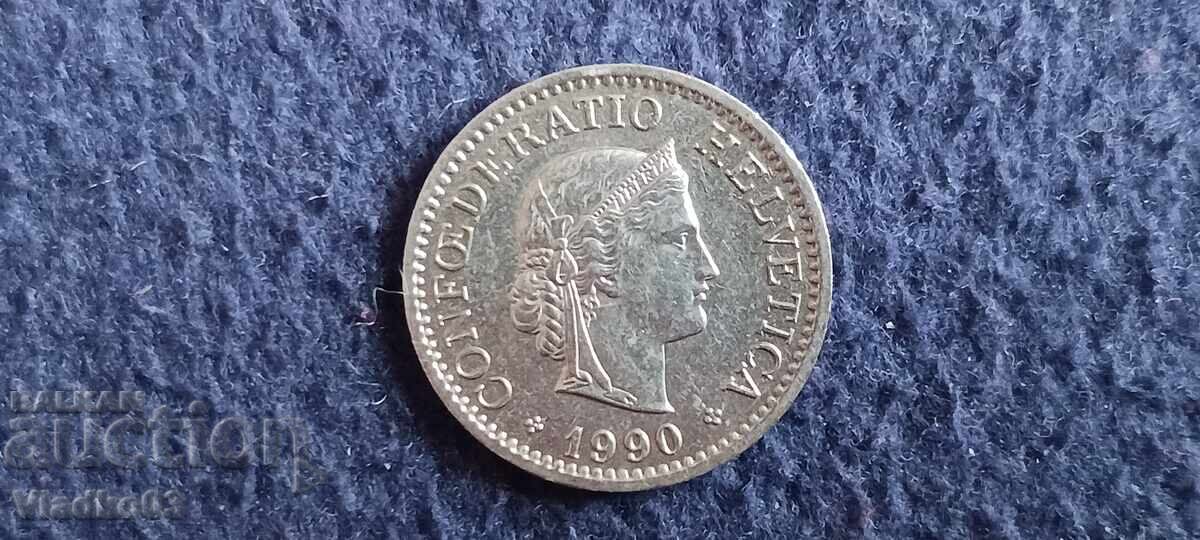 Elveția 10 rappen 1990 cu preț € 0.24 | 0.47 BGN