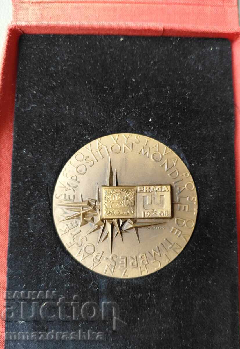 Expoziția mondială de timbre poștale „PRAGA 1968” Plachetă cu preț € 0.01 | 0.02 BGN