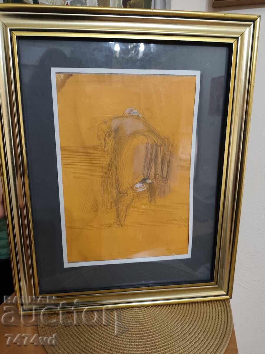 Πίνακας της Aneta Dragusanu, κορνιζαρισμένος, παστέλ μικτή τεχνική