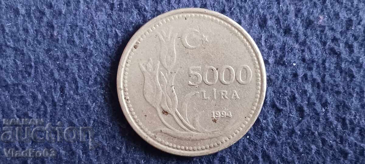 Turcia 5000 lire 1994 înainte de denominare