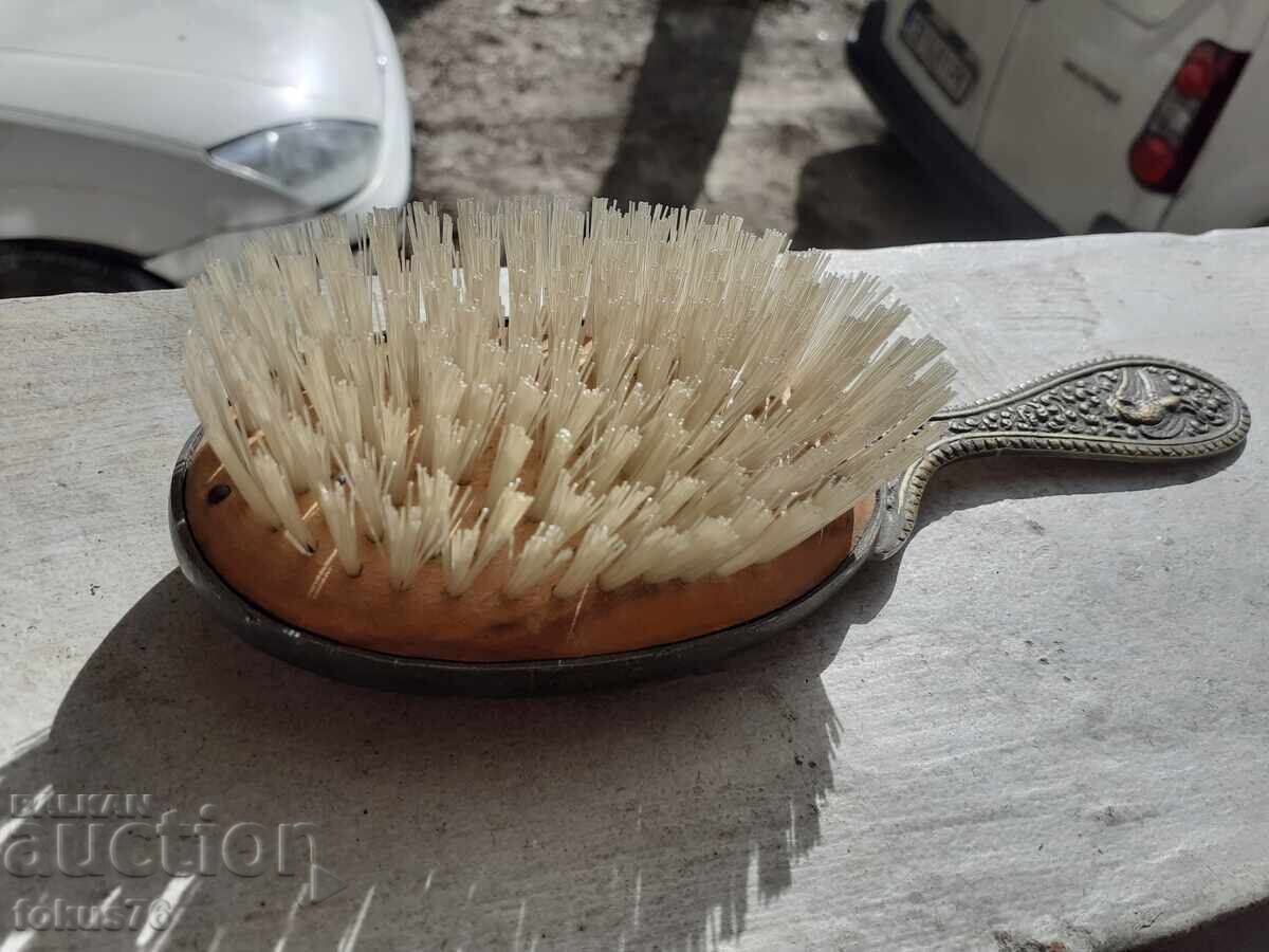 Стара антикварна четка за дрехи бронз - 5