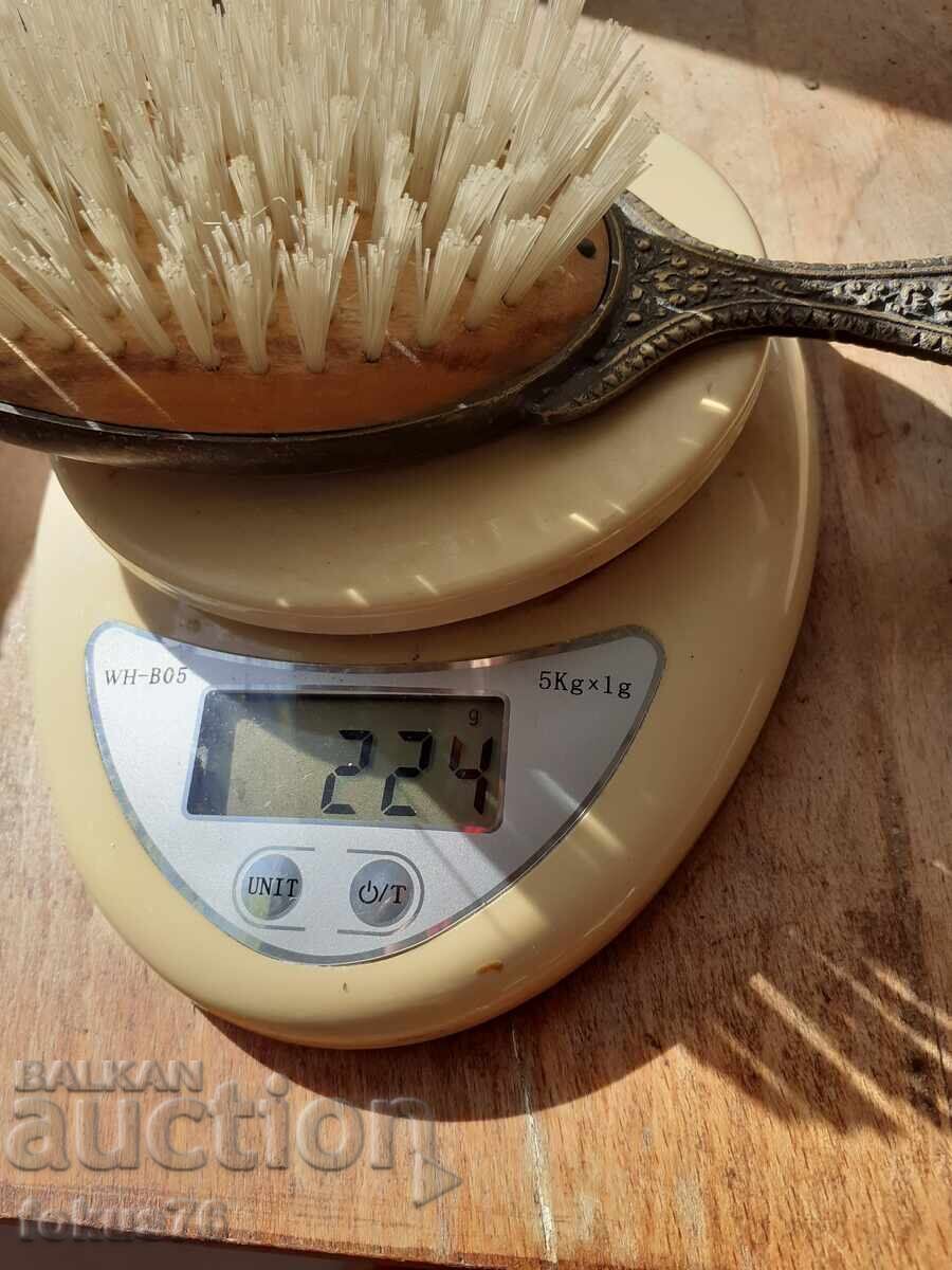 Стара антикварна четка за дрехи бронз - 7