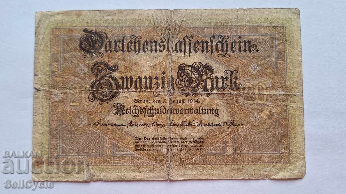 ✅ IMPERIUL GERMAN - 20 mărci 1914 ❗