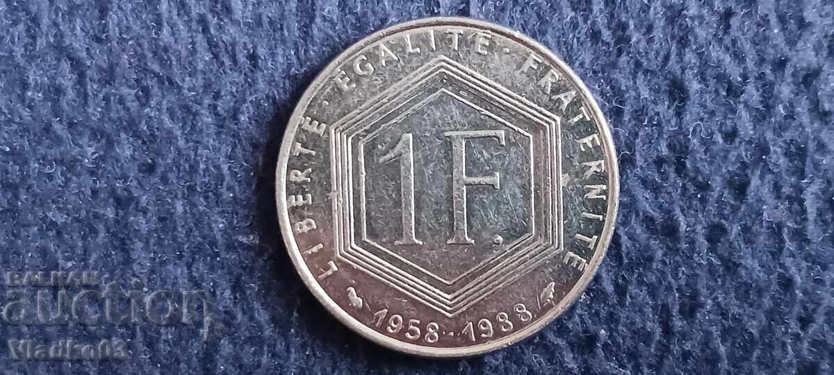 Γαλλία 1 φράγκο 1988 αναμνηστικό Σαρλ ντε Γκωλ