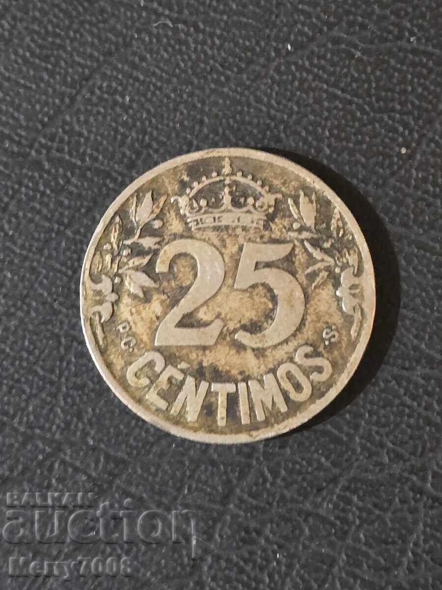 Monedă spaniolă de 25 centimos, datată 1925 !!!