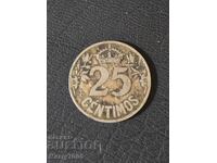 Monedă spaniolă de 25 centimos, datată 1925 !!!