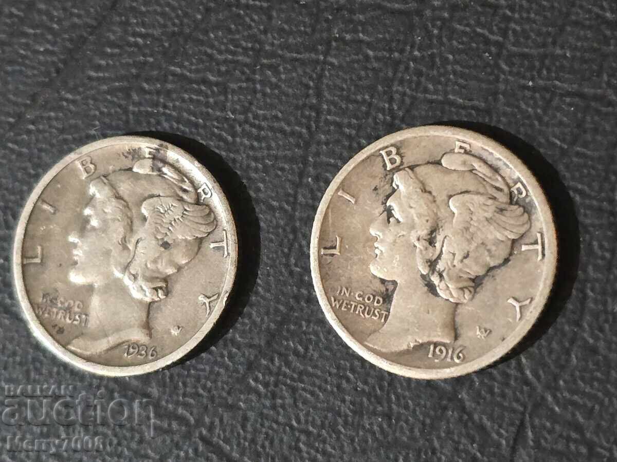 Two coins from the "Mercury Dime" series for sale !!! - 6